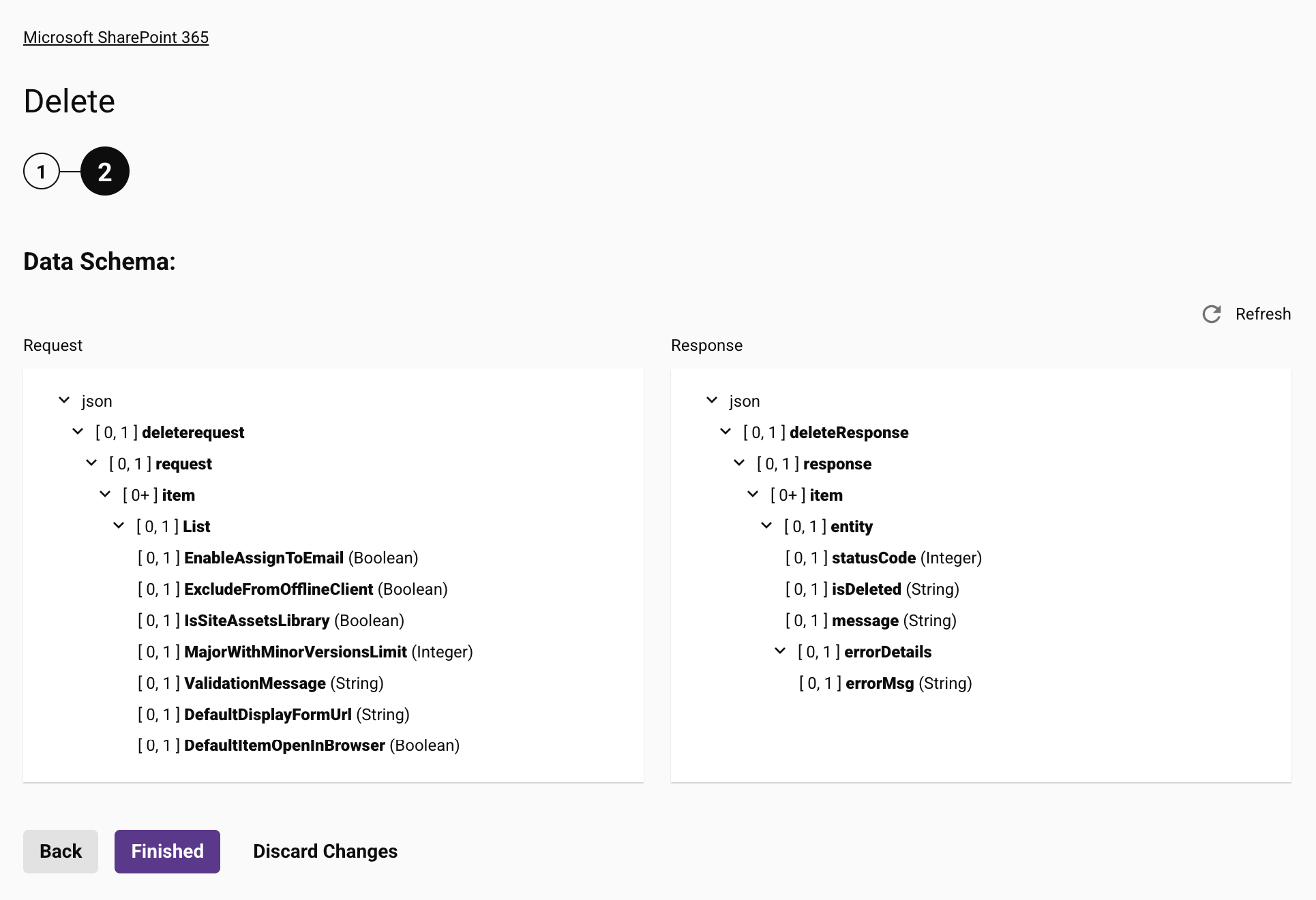 Microsoft SharePoint 365 Delete activity configuration step 2