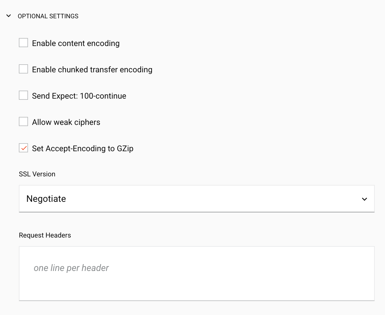 Configurações opcionais de conexão SOAP