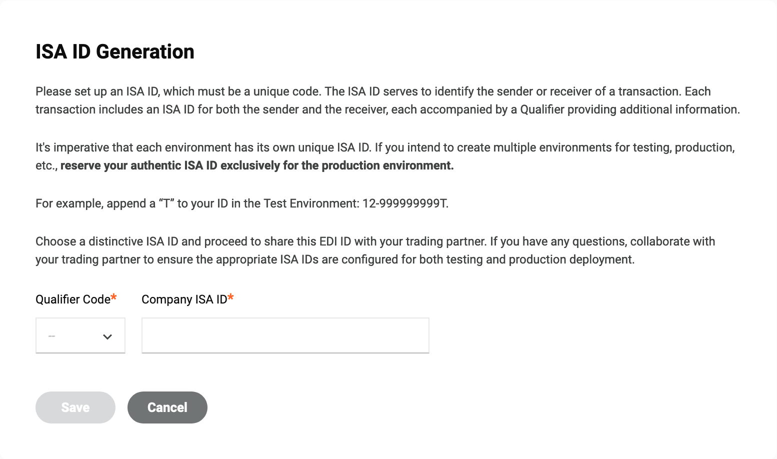 ISA ID generation