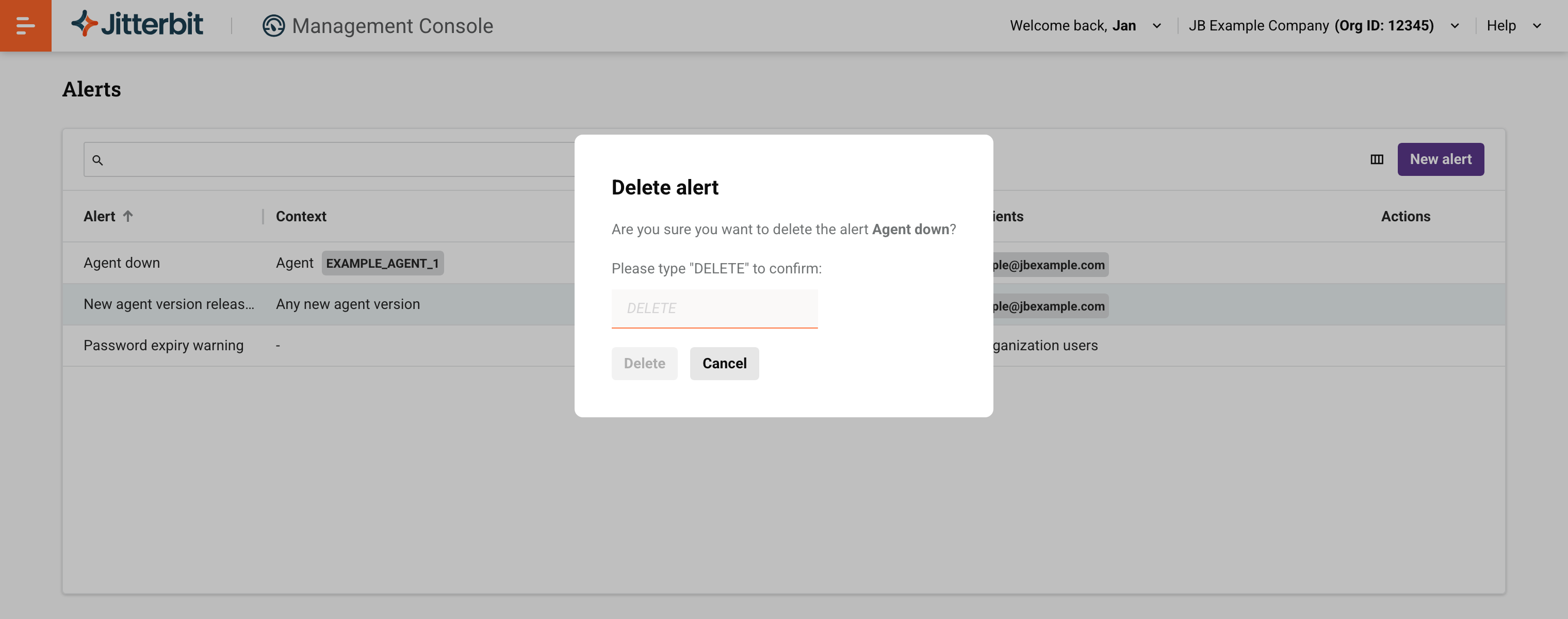 Delete dialog
