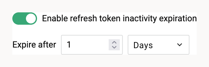 Expiração da inatividade do token de atualização